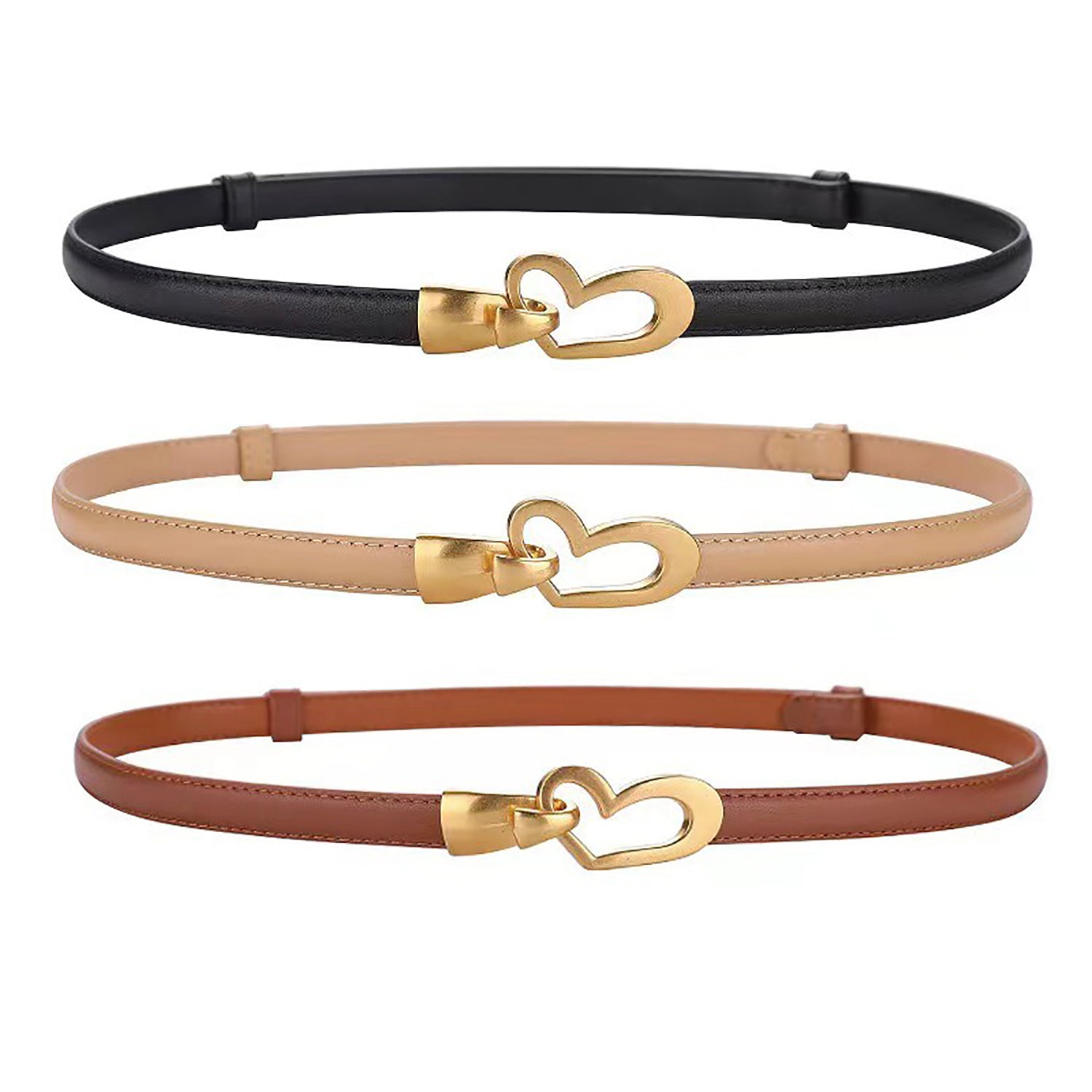 Women's Genuine Leather Thin Adjustable Waist Belt for Dresses Blazers