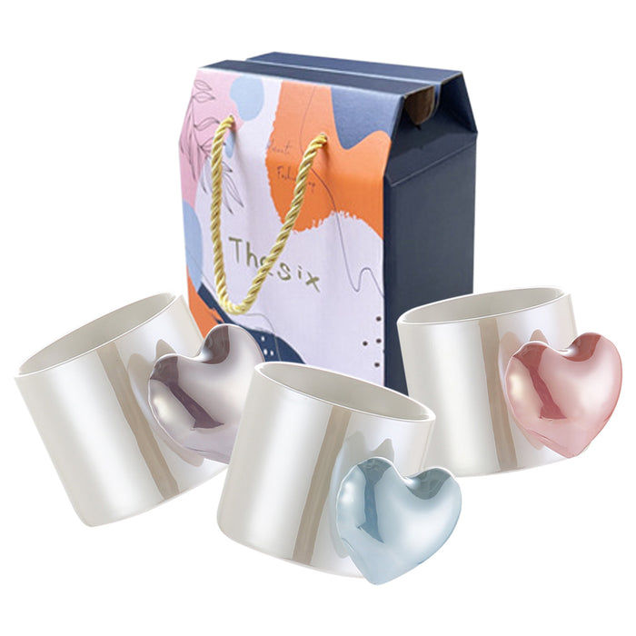 Lovely 3D Heart Love Ceramic Cup Mug Puffy Heart Handle with Gift Box