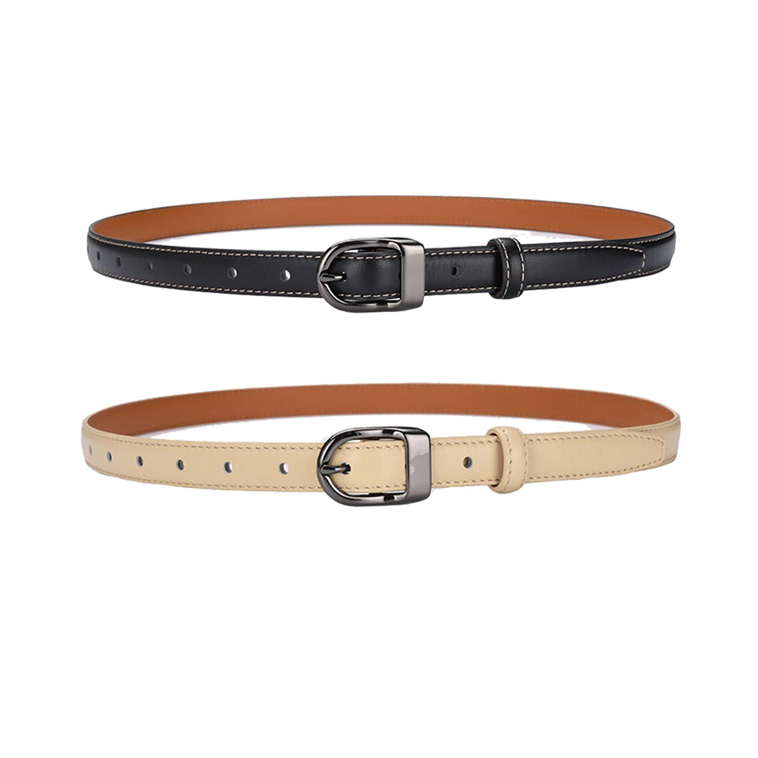 Luxury Top Layer Cow Leather Belt Women's Simple Decorative Jeans Belt Versatile Fashion Thin Belt