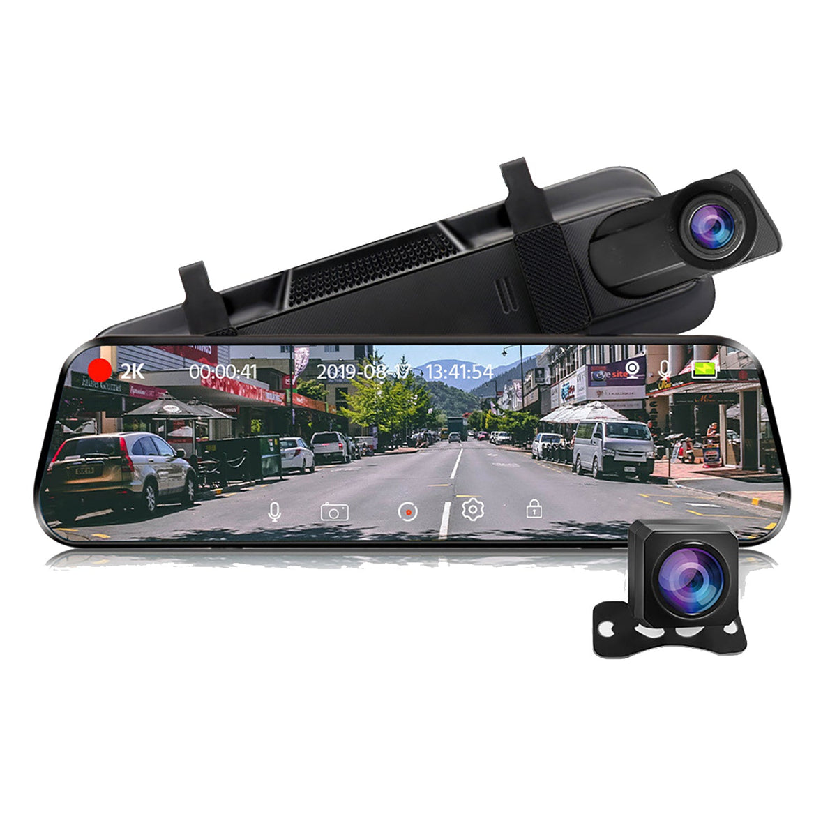 WiFi 10" 2K Dash Cam Rear View Camera Reversing Recorder Comes with Free 32GB Card