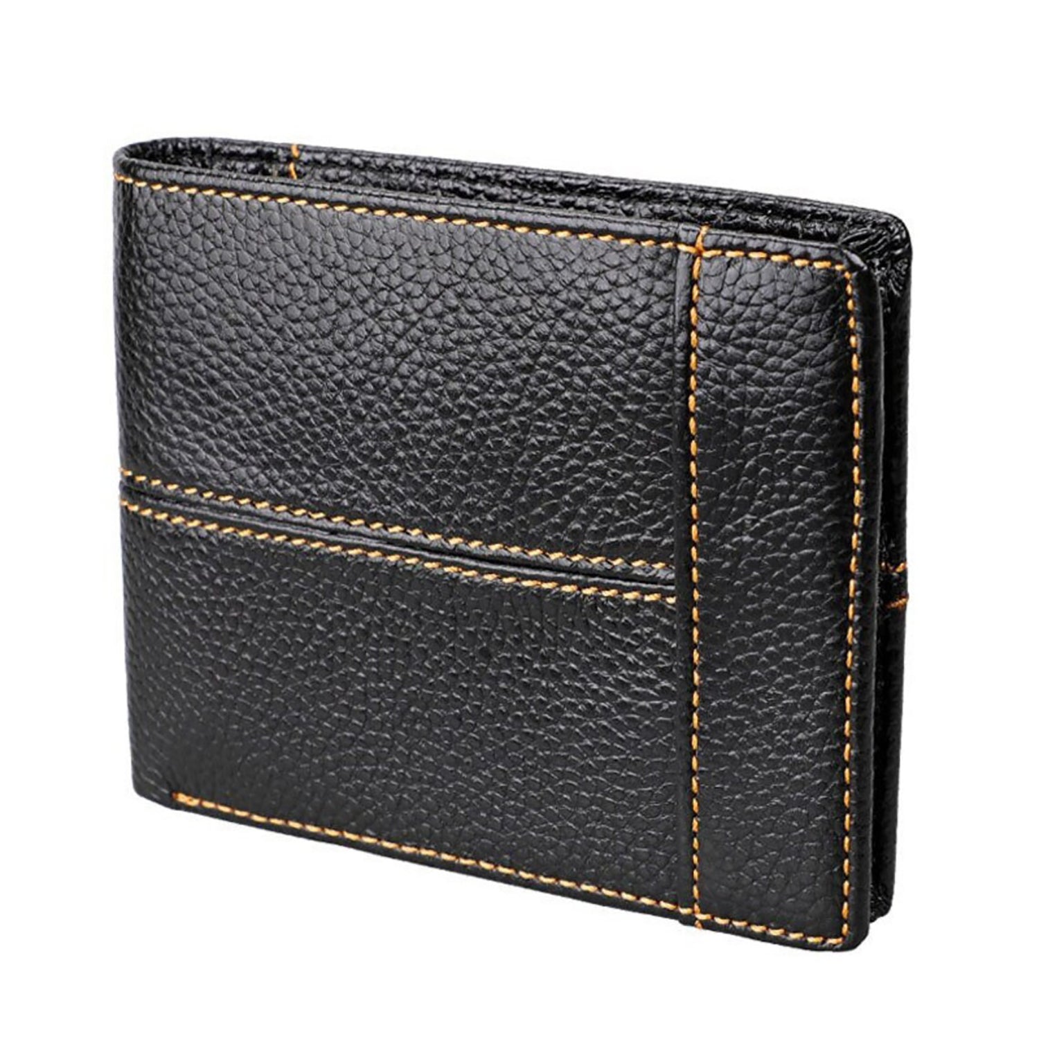 Men's Genuine Leather Bifold Wallet RFID Blocking Card Holder Zipper Coin Purse