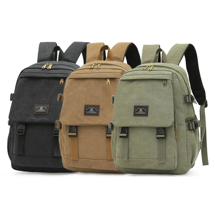 Unisex Leisure Canvas Backpack Durable Waterproof Outdoor Travel Rucksack