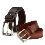 Alternate view of New Cowhide Leather Men Belt Pin Buckle Luxury Male Belts