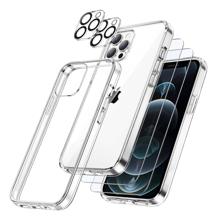 3 in 1 Case for iPhone 14 with 2-Pack Screen Protector and 2-Pack Camera Lens Protector