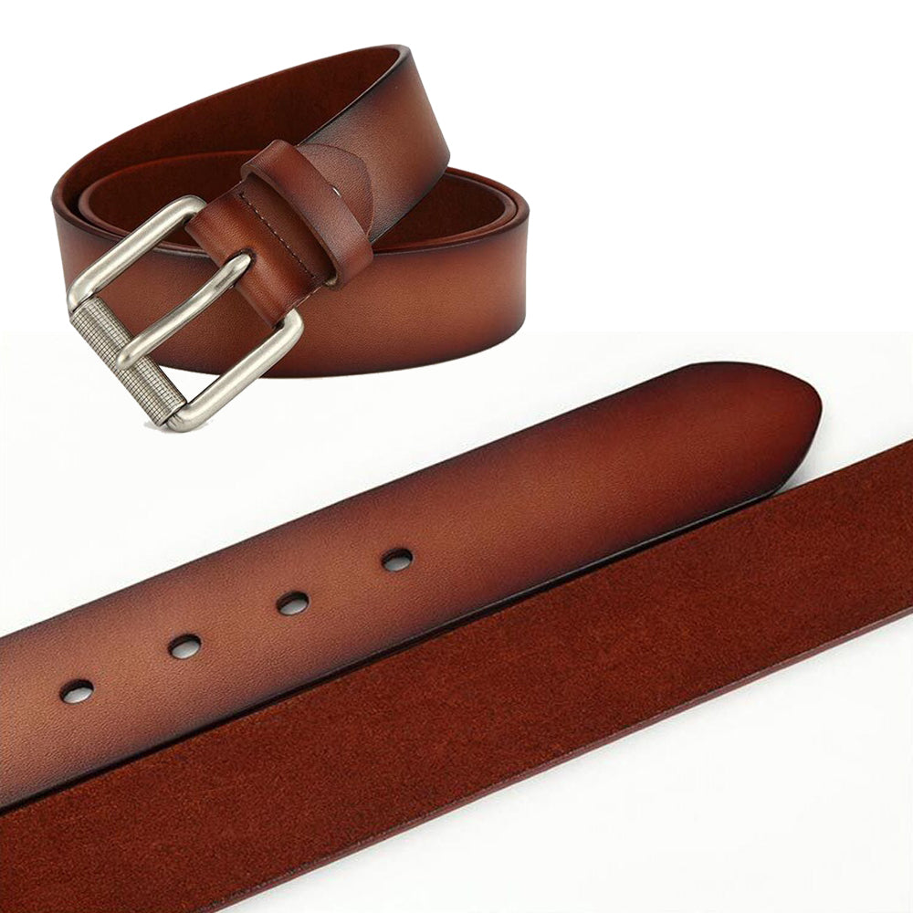 New Cowhide Leather Men Belt Pin Buckle Luxury Male Belts