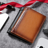 100% Genuine Leather Men's Wallet RFID Blocking Card Holder Bifold and Long Wallets – detail 4