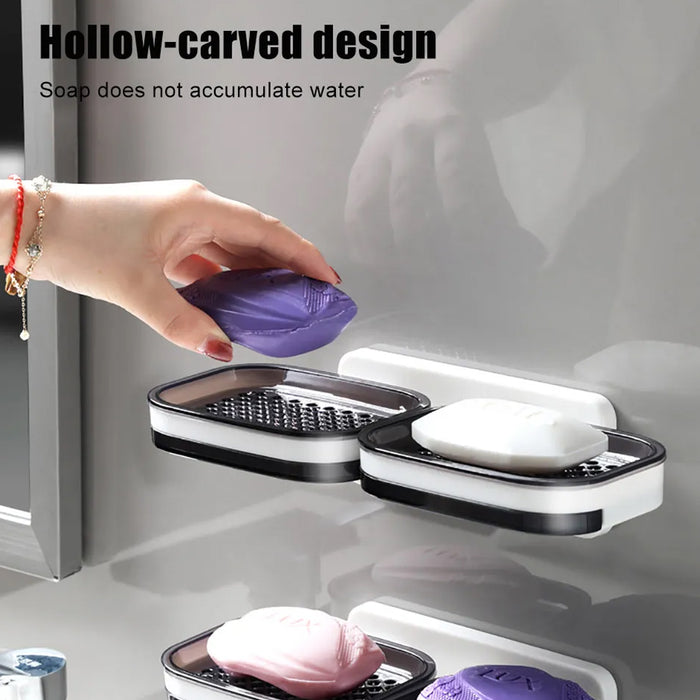 Portable Soap Holder Wall Storage Rack Organizer Bathroom Accessories Double Layer Holder