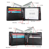 Men's Genuine Leather Bifold Wallet RFID Blocking Card Holder Zipper Coin Purse – detail 4
