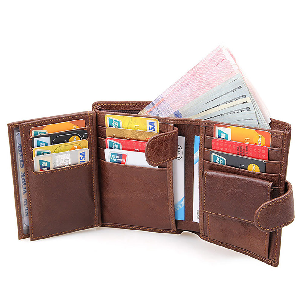Genuine leather men wallets High-quality Multi card short wallet Men's Cow Leather RFID Card Holder