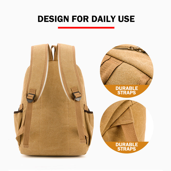 Unisex Leisure Canvas Backpack Durable Waterproof Outdoor Travel Rucksack