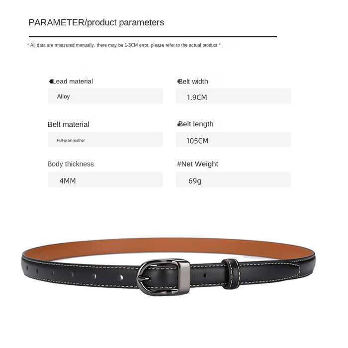 Luxury Top Layer Cow Leather Belt Women's Simple Decorative Jeans Belt Versatile Fashion Thin Belt