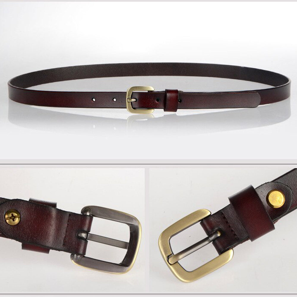 New Women's Belt Luxury Genuine Leather Belts For Women Female Gold Pin Buckle