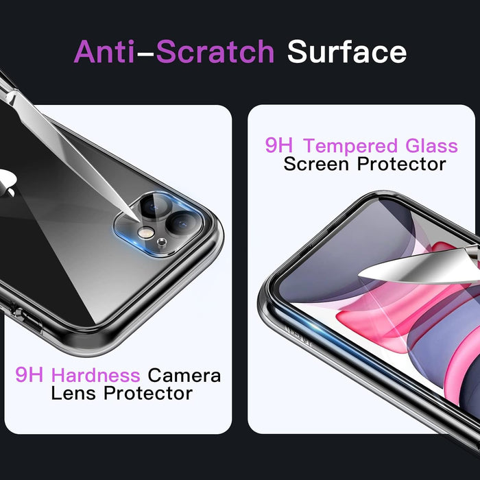 3 in 1 Case for iPhone 14 with 2-Pack Screen Protector and 2-Pack Camera Lens Protector