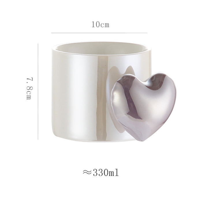 Lovely 3D Heart Love Ceramic Cup Mug Puffy Heart Handle with Gift Box