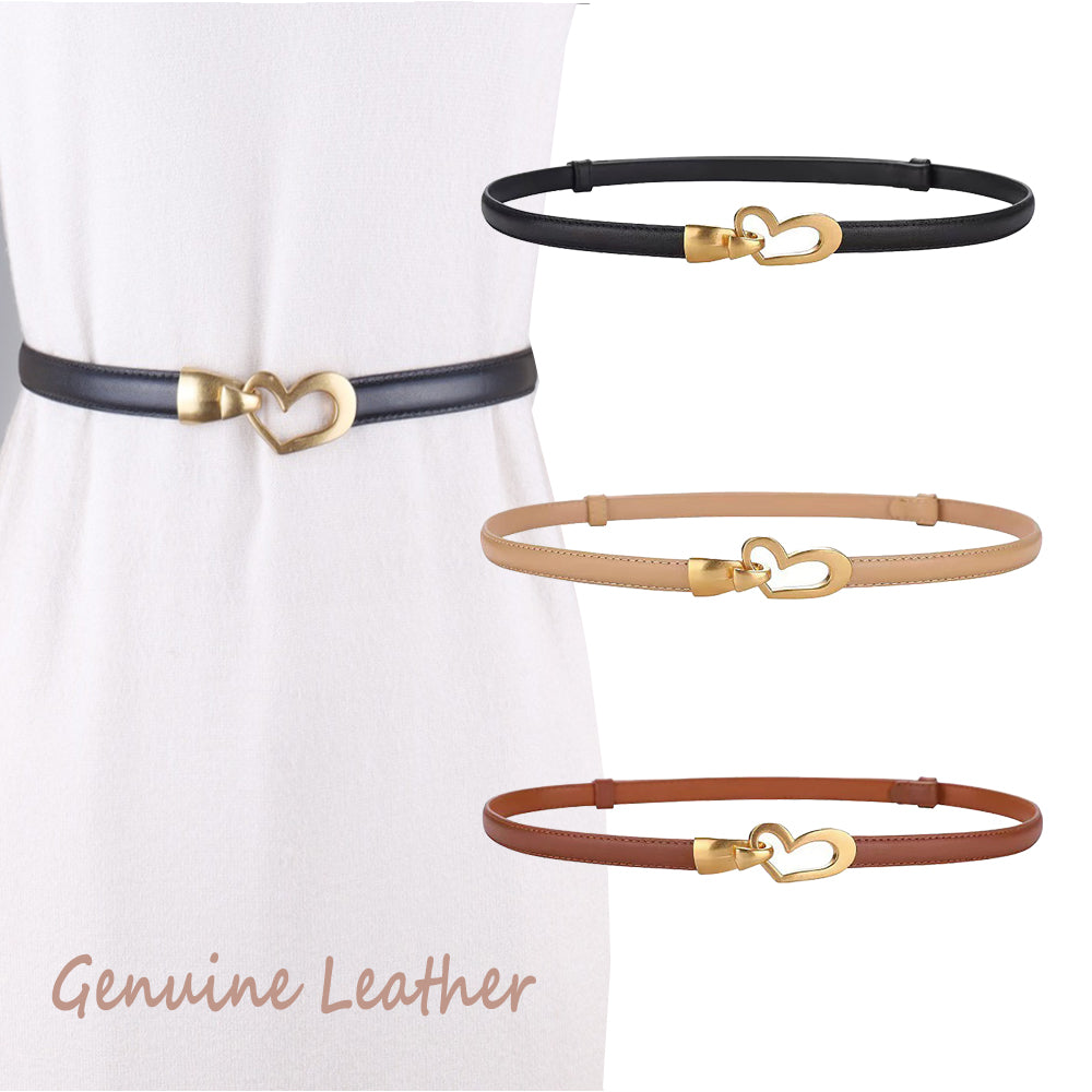 Women's Genuine Leather Thin Adjustable Waist Belt for Dresses Blazers