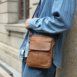 Alternate view of Genuine leather men's crossbody bag oiled wax leather Satchel Crossbody Bag