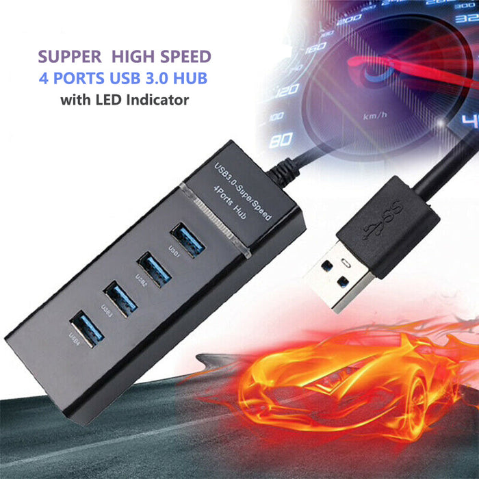 4 Ports High Speed Multi USB 3.0 Hub Expansion Smart Splitter with LED Indicator