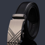 Adjustable Slide Luxury Leather Belt For Men's Automatic Buckle Ratchet Business Dress Belts – detail 5