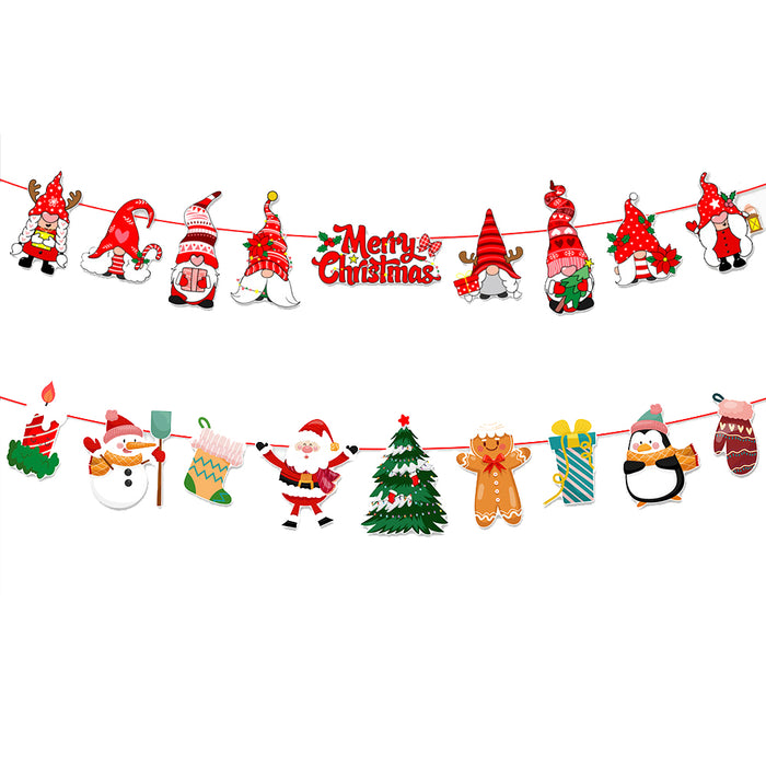 2Pack 3M Christmas Bunting Banners Garland Wall Decor Elk Snowman Party Decor