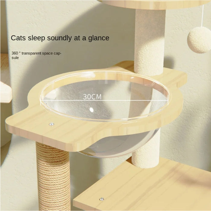 Cat Scratcher Bed Tower with Hammock Climbing Flower Tree Condo Ladder 120cm