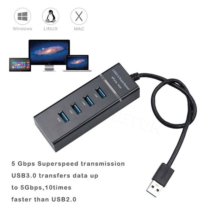 4 Ports High Speed Multi USB 3.0 Hub Expansion Smart Splitter with LED Indicator