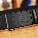 Genuine Cowhide Embossed with Crocodile Pattern Belt Luxury Business Automatic Belts – detail 4