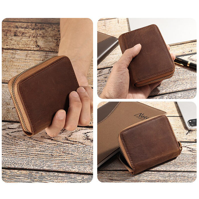 Genuine Leather Large Capacity RFID Anti-magnetic Money Clip Organ Wallets
