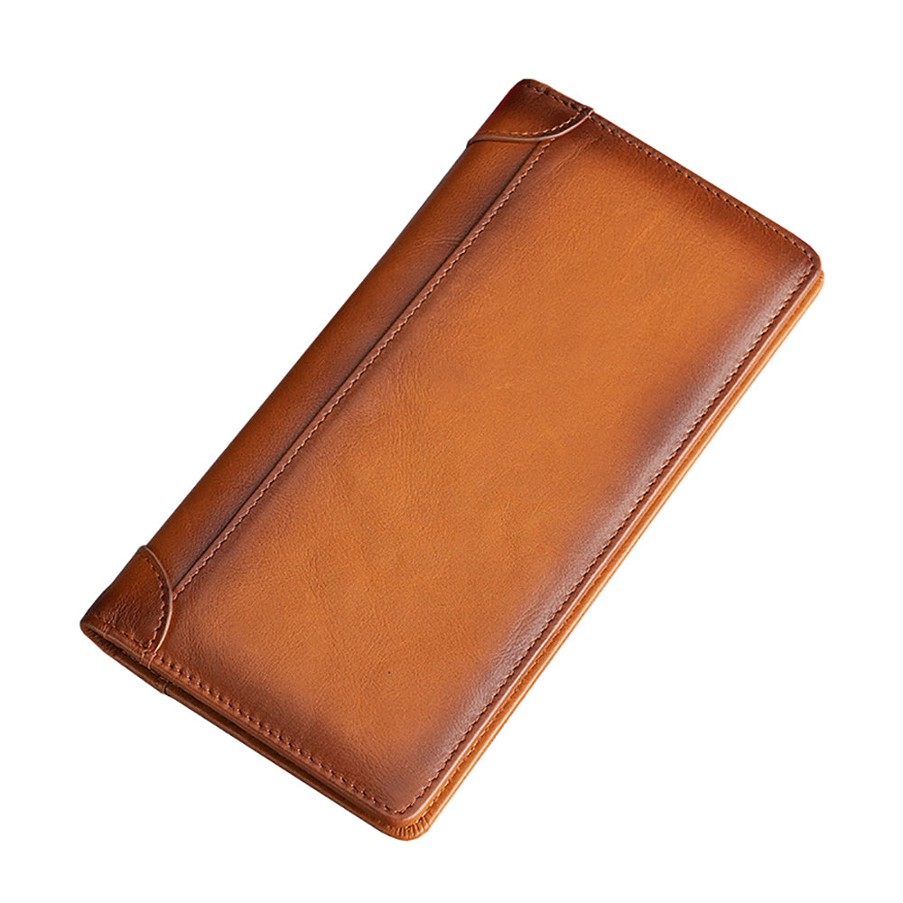 100% Genuine Leather Men's Wallet RFID Blocking Card Holder Bifold and Long Wallets