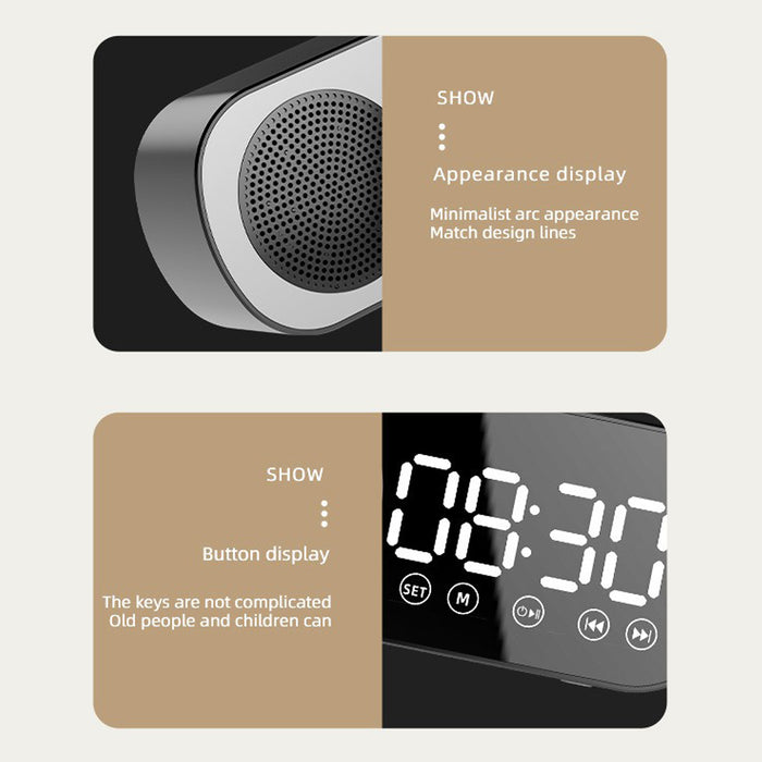 Wireless Bluetooth Speaker Alarm Clock Music Radio Player Timer Hands-Free Calling