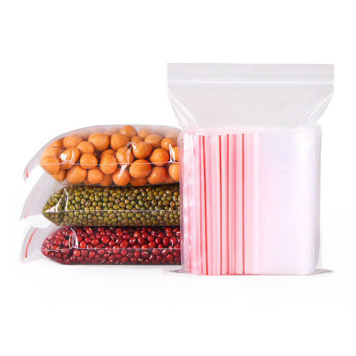 100Pcs Zip Lock Thick Bag Self Seal Resealable Grip Poly Plastic Bags