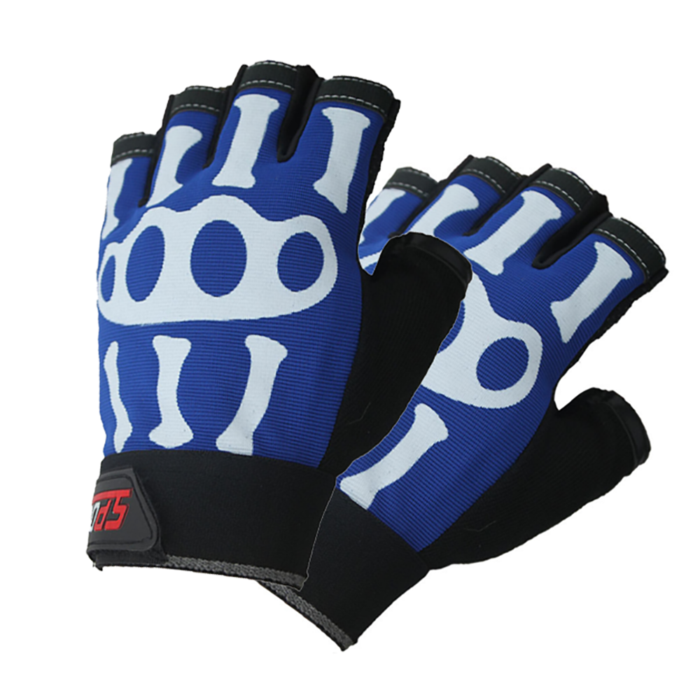 Skeleton Printed Sports Cycling Motorcycle Skull Half Finger Gloves Anti-Slip Latex – detail 4