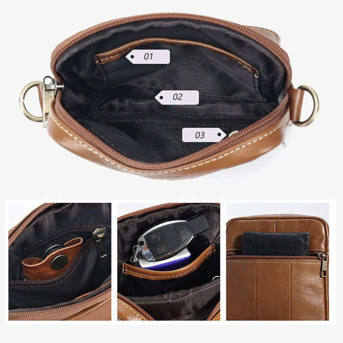 Genuine leather men's crossbody bag oiled wax leather Satchel Crossbody Bag