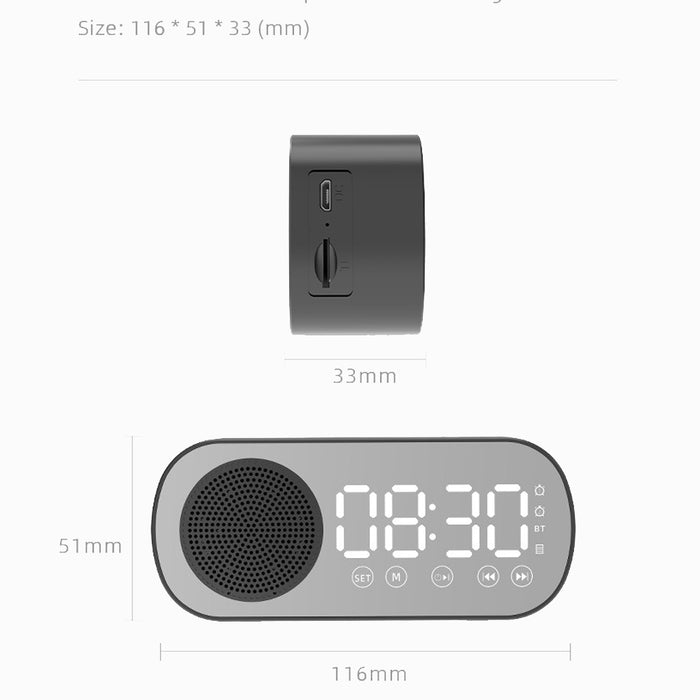 Wireless Bluetooth Speaker Alarm Clock Music Radio Player Timer Hands-Free Calling