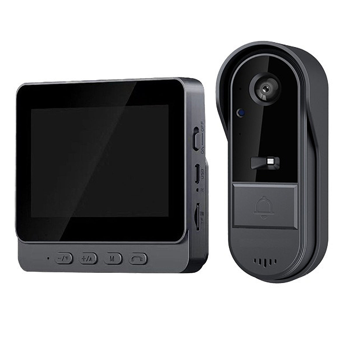 Wireless Video Doorbell with 4.3" Plug-In Indoor Monitor Backup Battery Two-Way Audio Night Vision