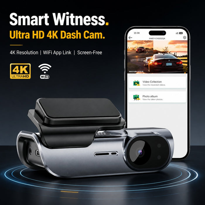 4K WiFi Hidden Front Dash Cam with 32GB Card G-Sensor Parking Protection