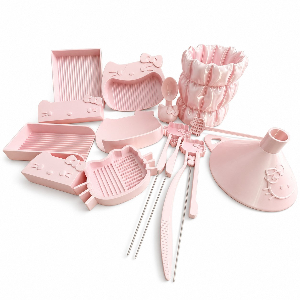 13-Piece Cat-Themed Fuse Bead Tool Set with Trays, Scoops, Styluses & Funnel