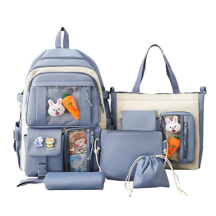 5PCS Backpack Schoolbag Set Multipurpose Travel Bag Shoulder Bag Series03