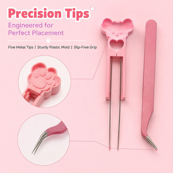 7Pcs Cute Fuse Bead Tool Set with Pegboard and Precision Tweezers