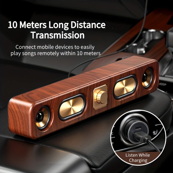 Retro Wood Grain Wireless Bluetooth Speaker Soundbar Deep Bass USB/TF/AUX Inputs