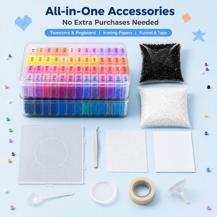 120 Colour 2.6mm Mini Fuse Beads Kit with Storage Cases & Accessories