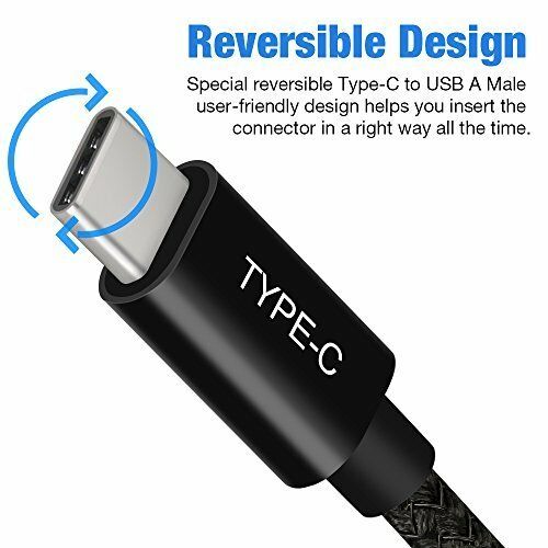 USB-C 3.1 Type-C Data Sync Charger Black Strong Braided Heavy Duty Fast Charging Cable