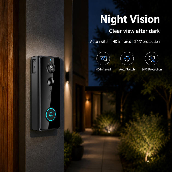 WiFi Smart Wireless Video Doorbell Camera with Chime and 32GB Card