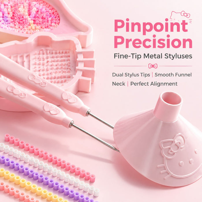 13-Piece Cat-Themed Fuse Bead Tool Set with Trays, Scoops, Styluses & Funnel