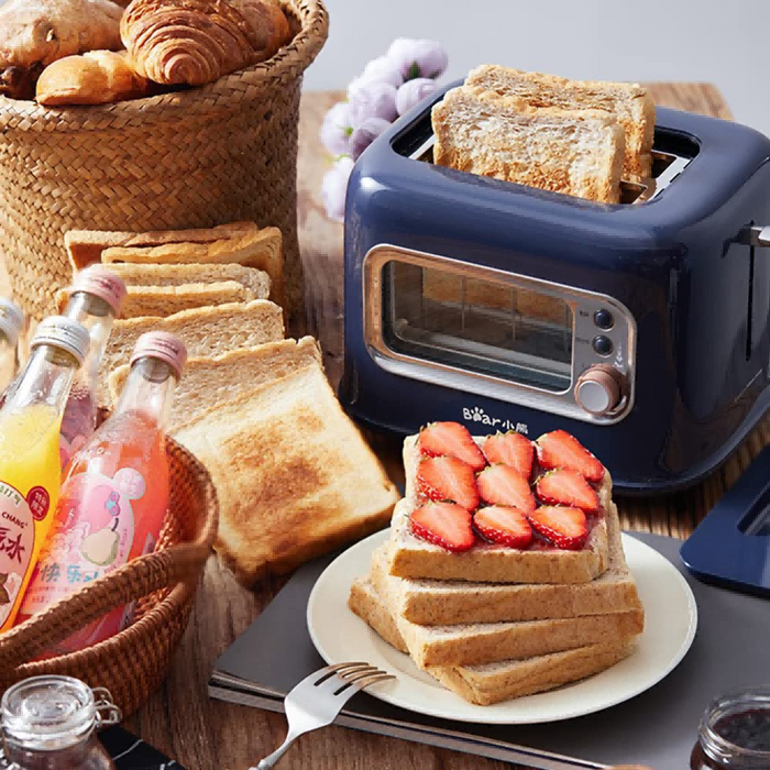 Bear Glass Window Toaster 2 Slice with Adjustable Browning SAA Approved