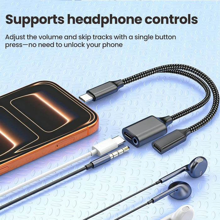 3-in-1 USB-C to 3.5mm Audio Adapter with USB-C Charging & Digital Audio Port