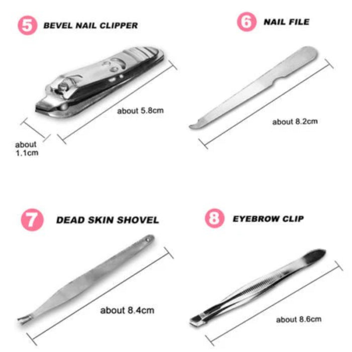 12 Pcs Manicure Pedicure Kit Nail Clippers Professional Grooming Set with Case