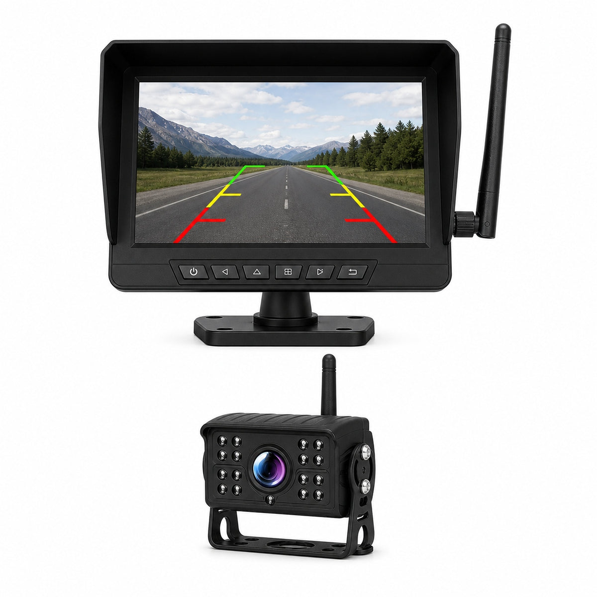 7" Wireless Rear View Camera System BSD Alert DVR RV Trailer Camper Towing