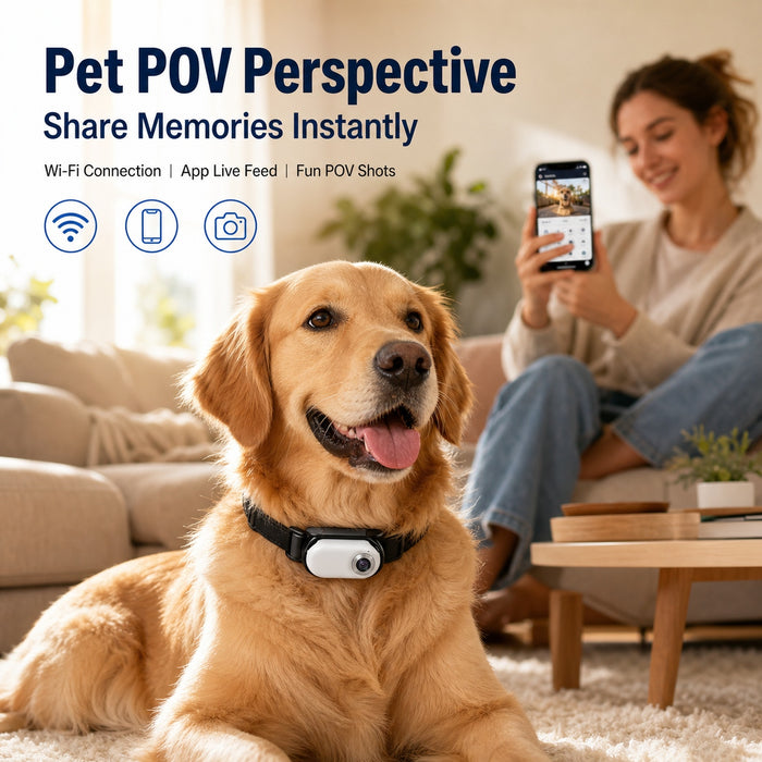 1080P WiFi Pet Collar Camera with 32GB Card – HD Dog POV Action Camera
