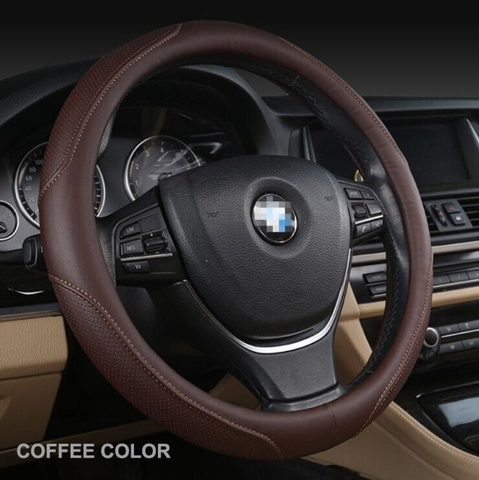 Universal Luxury Car 37-38cm Steering Wheel Cover PU Leather Non-slip Breathable