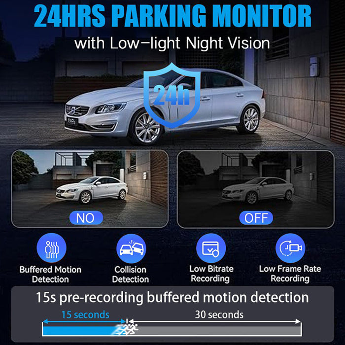 3 Channel 4K+1K+1K Dash Cam WiFi Car DVR Interior Cabin Camera Recorder with 32G Card